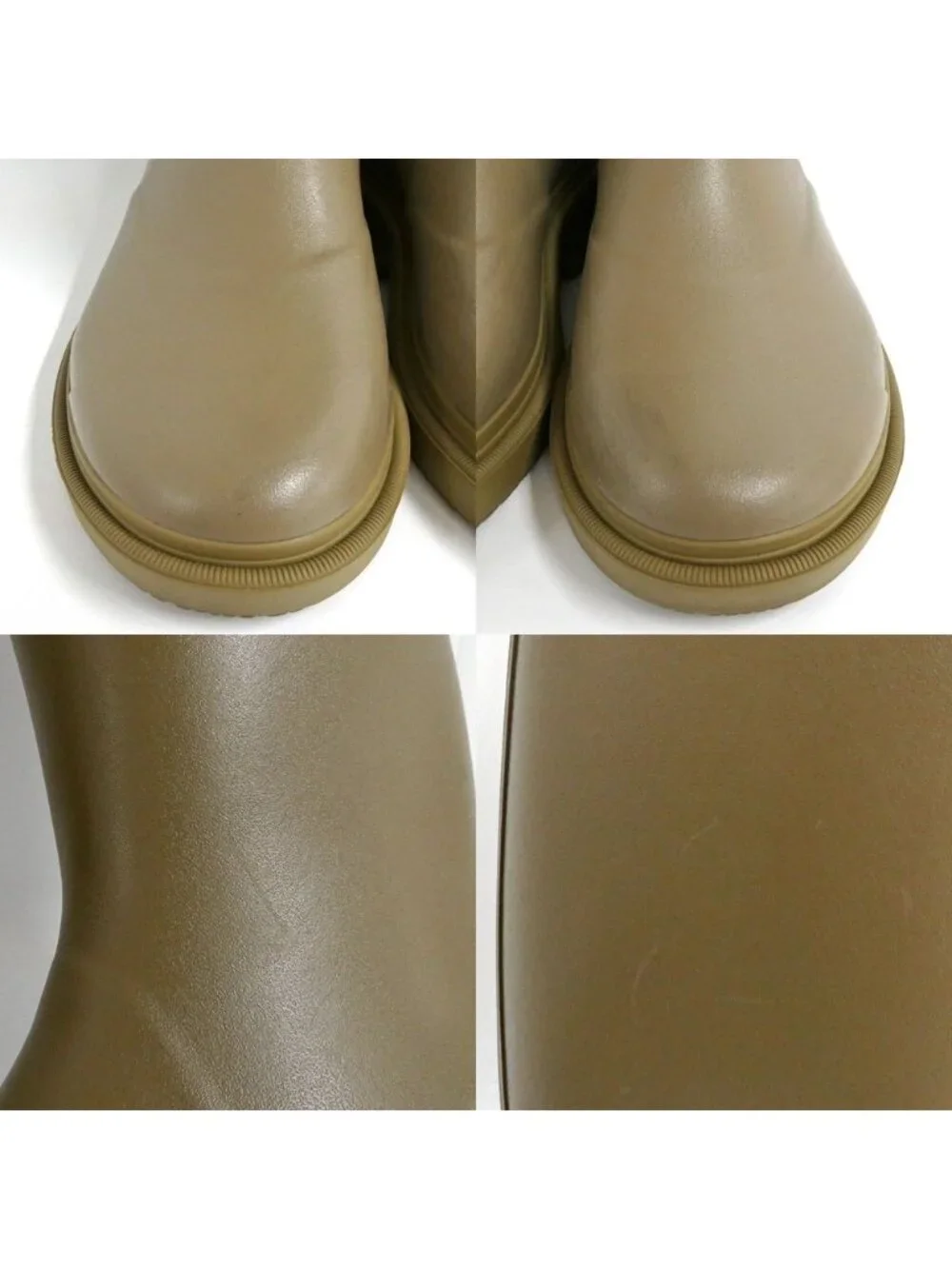 Chanel Lava Rain Boots Long 37 Dark Beige Khaki Shoes